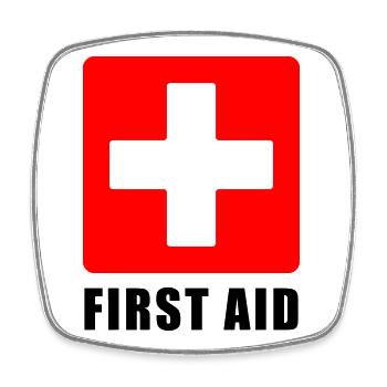 First Aid Medical Cross Sicherheitssymbol Vektor-Symbol - Viereckiger Kühlschrankmagnet - Weiß - Vorne