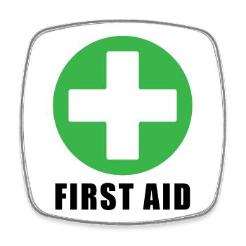First Aid Medical Cross Sicherheitssymbol Vektor-Symbol - Viereckiger Kühlschrankmagnet - Weiß - Vorne