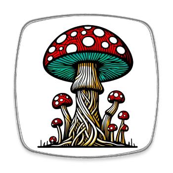 Fungo Funghi Mushroom Mushrooms - Square fridge magnet - white - Front