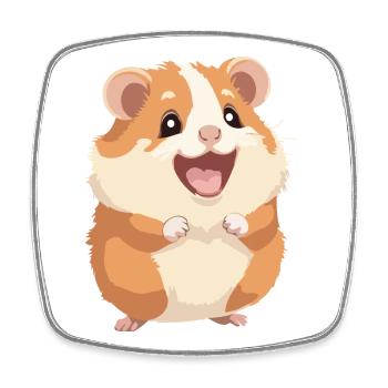 Hamster - Viereckiger Kühlschrankmagnet - Weiß - Vorne
