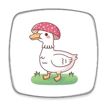 Cute Toadstool Mushroom Duck - Square fridge magnet - white - Front