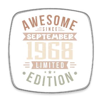 1968 September Birthday Born September 1968 - Square fridge magnet - white - Front