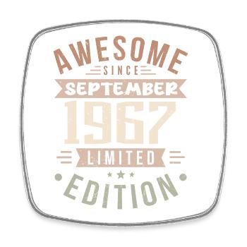 1967 September Birthday Born September 1967 - Square fridge magnet - white - Front