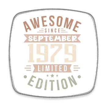 1979 September Birthday Born September 1979 - Square fridge magnet - white - Front