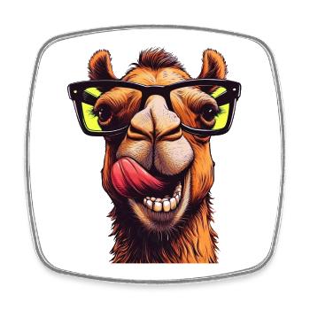 Camel avec lunettes de soleil - Magnet carré - blanc - Devant