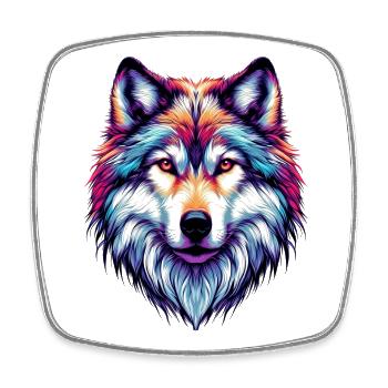 Wolf - Square fridge magnet - white - Front