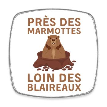 Nature Marmotte - Magnet carré - blanc - Devant