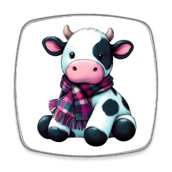 Vache - Magnet carré - blanc - Devant