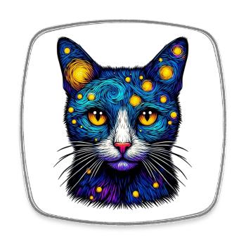 Cat - Square fridge magnet - white - Front