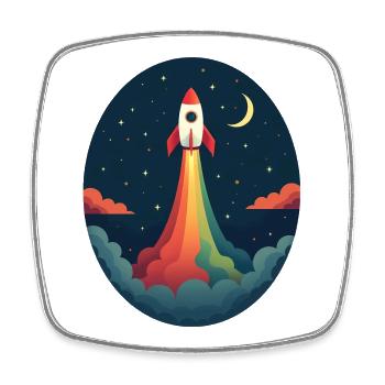 Launched Out - Niemals zurückblicken - Viereckiger Kühlschrankmagnet - Weiß - Vorne
