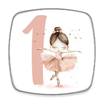 Erster Geburtstag Ballerina Tanz - Viereckiger Kühlschrankmagnet - Weiß - Vorne