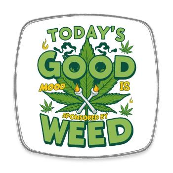 Gute Laune Weed - Viereckiger Kühlschrankmagnet - Weiß - Vorne