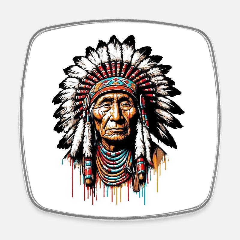American Indian American - Square fridge magnet - white