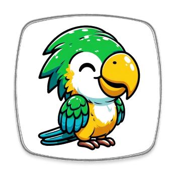 Parrot - Square fridge magnet - white - Front