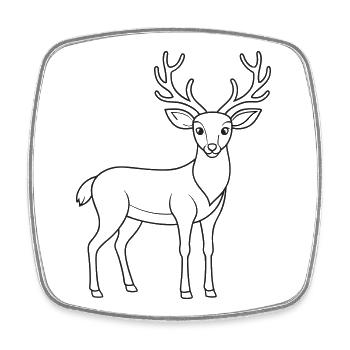 Elegant Deer Line Drawing for Nature Themes - Square fridge magnet - white - Front