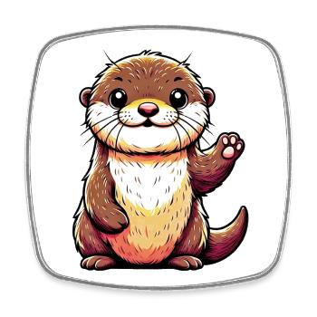 Loutre - Magnet carré - blanc - Devant