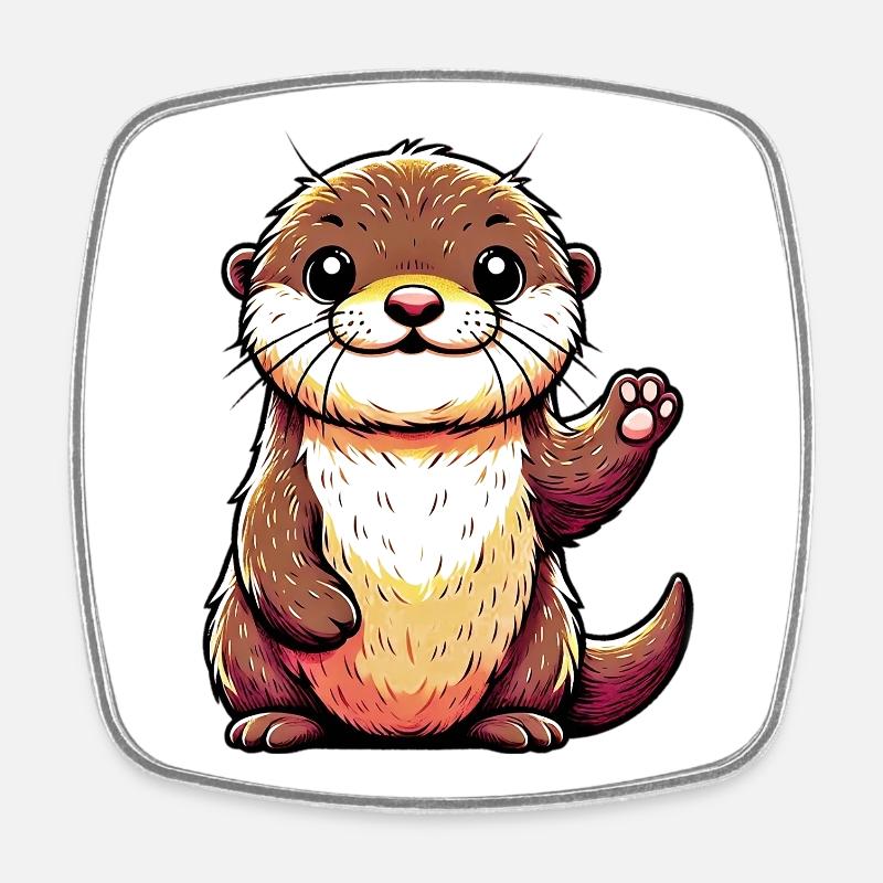 Otter - Viereckiger Kühlschrankmagnet - Weiß
