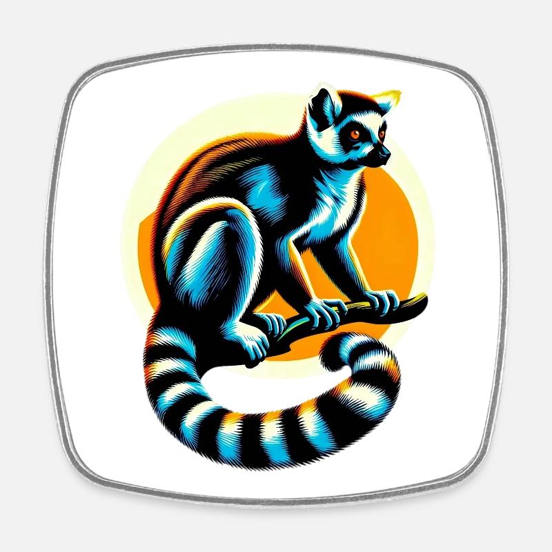 Lemur - Viereckiger Kühlschrankmagnet - Weiß