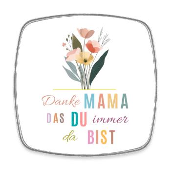 Danke Mama! Blumen, bunt, personalisierbar - Viereckiger Kühlschrankmagnet - Weiß - Vorne