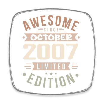 Legend since October 2007 Birthday October 2007 - Square fridge magnet - white - Front