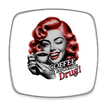 Cooles Kaffee Design-Kaffee meine lieblings Droge - Viereckiger Kühlschrankmagnet - Weiß - Vorne