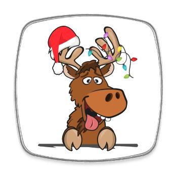 Cooles Rentier Weihnachtsmütze Schnee Weihnachten - Viereckiger Kühlschrankmagnet - Weiß - Vorne