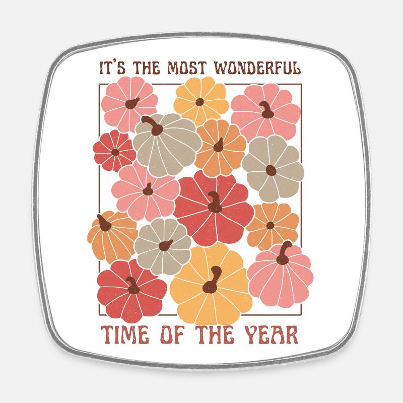 Buntes Kürbisfeld Herbst Zitat - Viereckiger Kühlschrankmagnet - Weiß