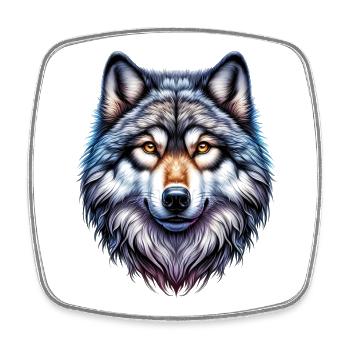 Loup - Magnet carré - blanc - Devant