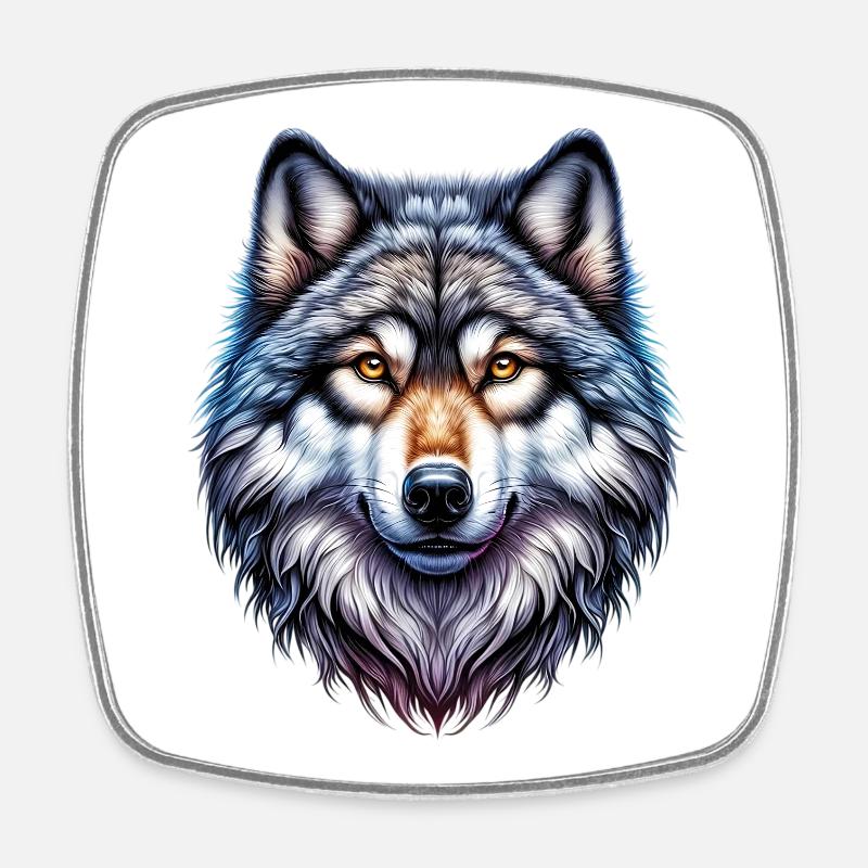 Wolf - Viereckiger Kühlschrankmagnet - Weiß