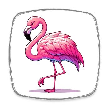 Flamingo - Viereckiger Kühlschrankmagnet - Weiß - Vorne