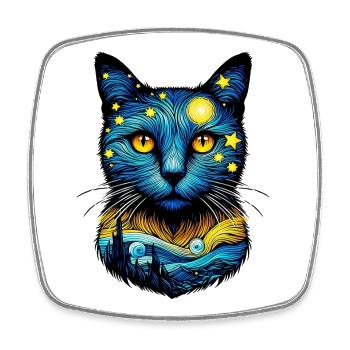 Katze - Viereckiger Kühlschrankmagnet - Weiß - Vorne