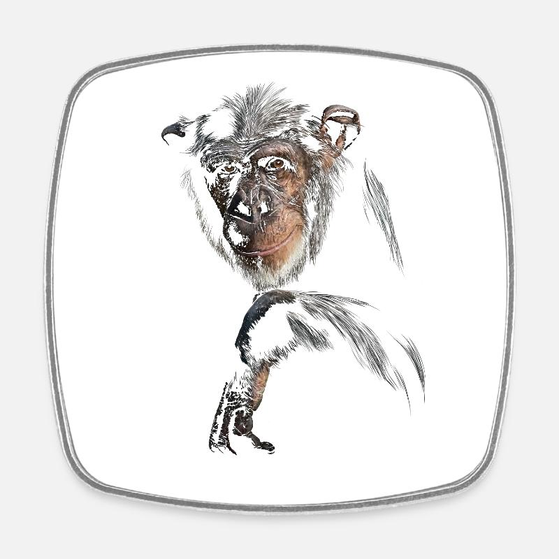 Chimpanzee - Square fridge magnet - white