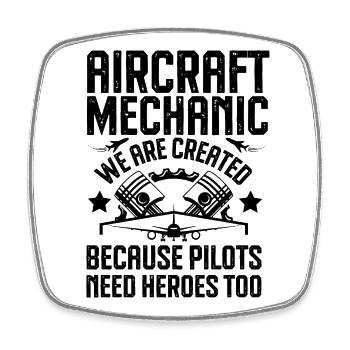 Aircraft mechanic - Square fridge magnet - white - Front