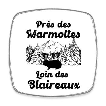 Marmotte forêt randonnée camping - Magnet carré - blanc - Devant
