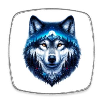 Loup - Magnet carré - blanc - Devant