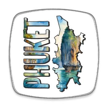 Watercolor Map Phuket - Square fridge magnet - white - Front