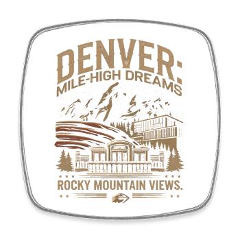 Denver : rêves d’un kilomètre de haut, vue sur les montagnes - Magnet carré - blanc - Devant