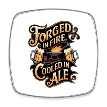 Forge In Fire Cooled In Ale - Square fridge magnet - white - Front