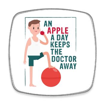 An apple away keeps the doctor away - Viereckiger Kühlschrankmagnet - Weiß - Vorne