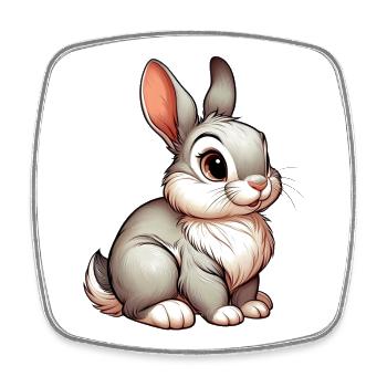 Rabbit - Square fridge magnet - white - Front