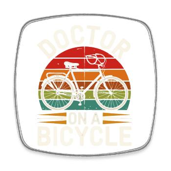 Docteur sur un vélo design vintage - Magnet carré - blanc - Devant