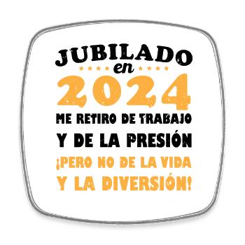 Retired in 2024 / Retired 2024 Gift Humor - Square fridge magnet - white - Front