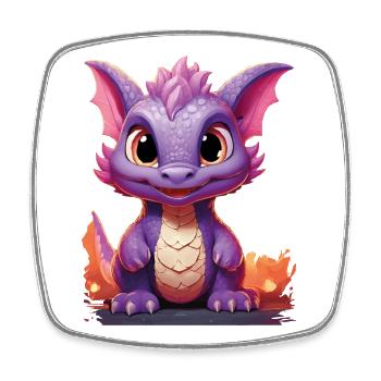 Farbenfroher Drache mit niedlichem Ausdruck - Viereckiger Kühlschrankmagnet - Weiß - Vorne