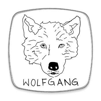 Wolfgang Wolf Schwarz – starkes Tiermotiv - Viereckiger Kühlschrankmagnet - Weiß - Vorne