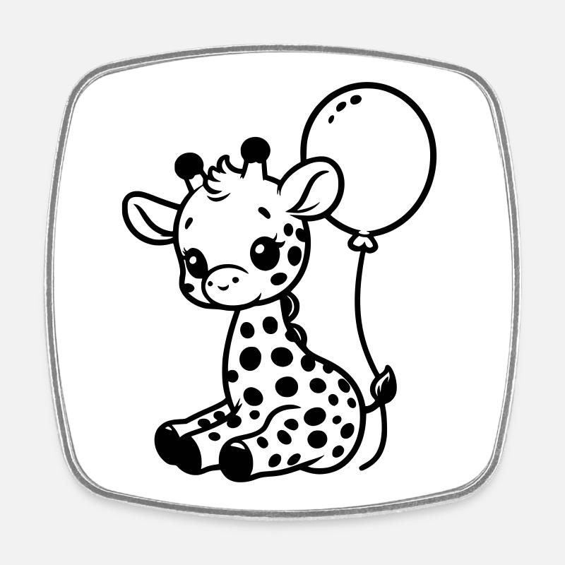Baby Giraffe - Viereckiger Kühlschrankmagnet - Weiß