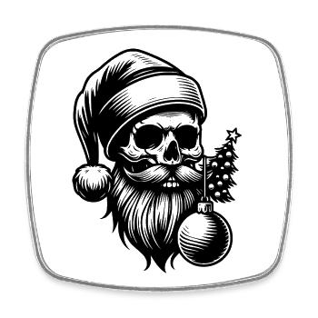 Santa Claus Skull with Christmas Ornament - Square fridge magnet - white - Front