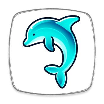 Dolphin - Square fridge magnet - white - Front