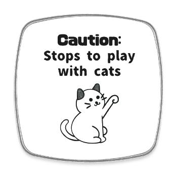 Caution: Stops to play with cats (In Japanese) - Viereckiger Kühlschrankmagnet - Weiß - Vorne