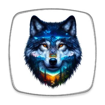 Wolf - Viereckiger Kühlschrankmagnet - Weiß - Vorne