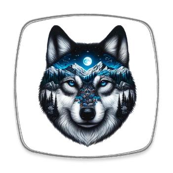 Wolf - Viereckiger Kühlschrankmagnet - Weiß - Vorne